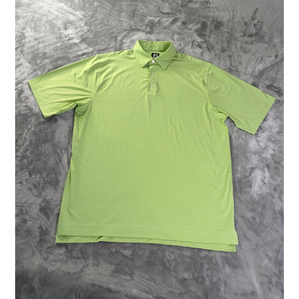 Foot Joy Golf Polo Mens XL Green Striped Short Sleeve Embroidered Footjoy Men
